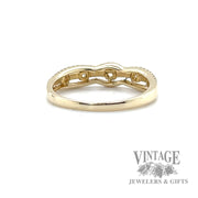 Triple split pave set 14k yellow gold natural diamond ring back
