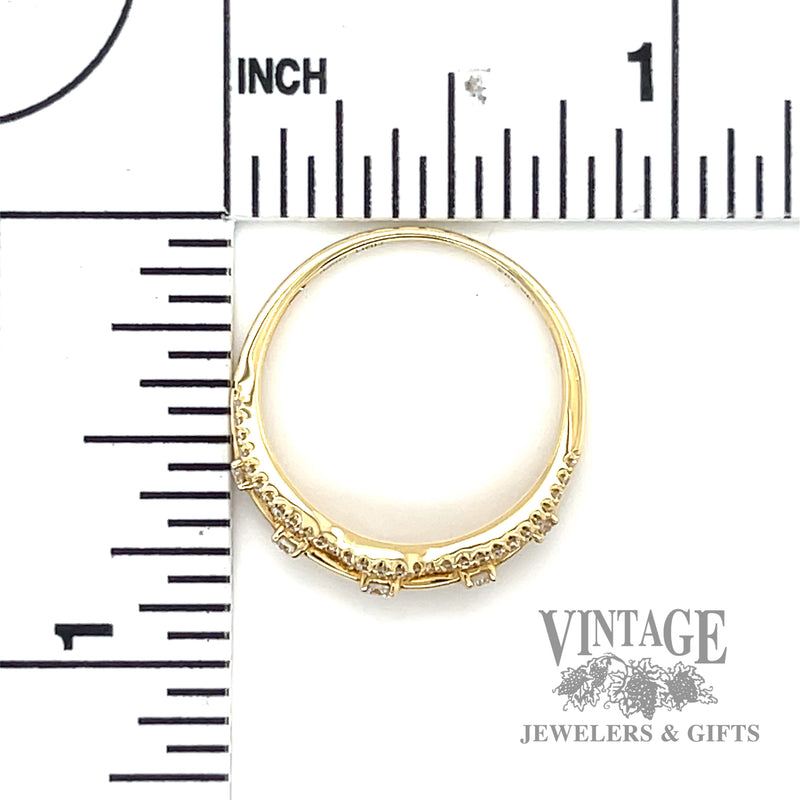 Triple split pave set 14k yellow gold natural diamond ring scale