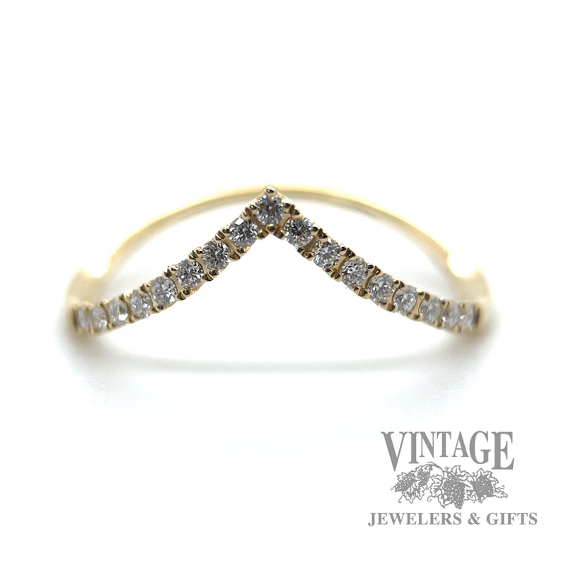 Chevron diamond line 14k gold ring .17 CTW