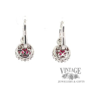 Red spinel 18kw gold diamond drop earrings back