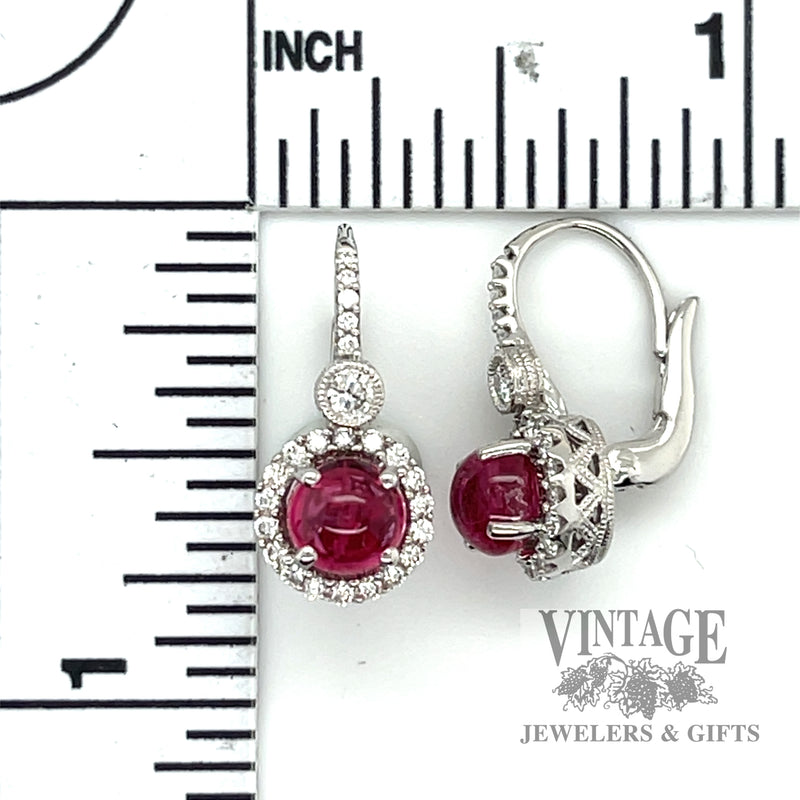 Red spinel 18kw gold diamond drop earrings scale