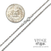 22" 2.0 mm 14k white gold rope chain necklace scale