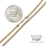 22" 2.4 mm 14k gold rounded box chain necklace scale