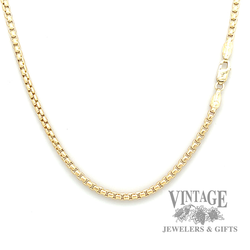 22" 2.4 mm 14k gold rounded box chain necklace 