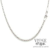 22" 2.0 mm 14k white gold rope chain necklace