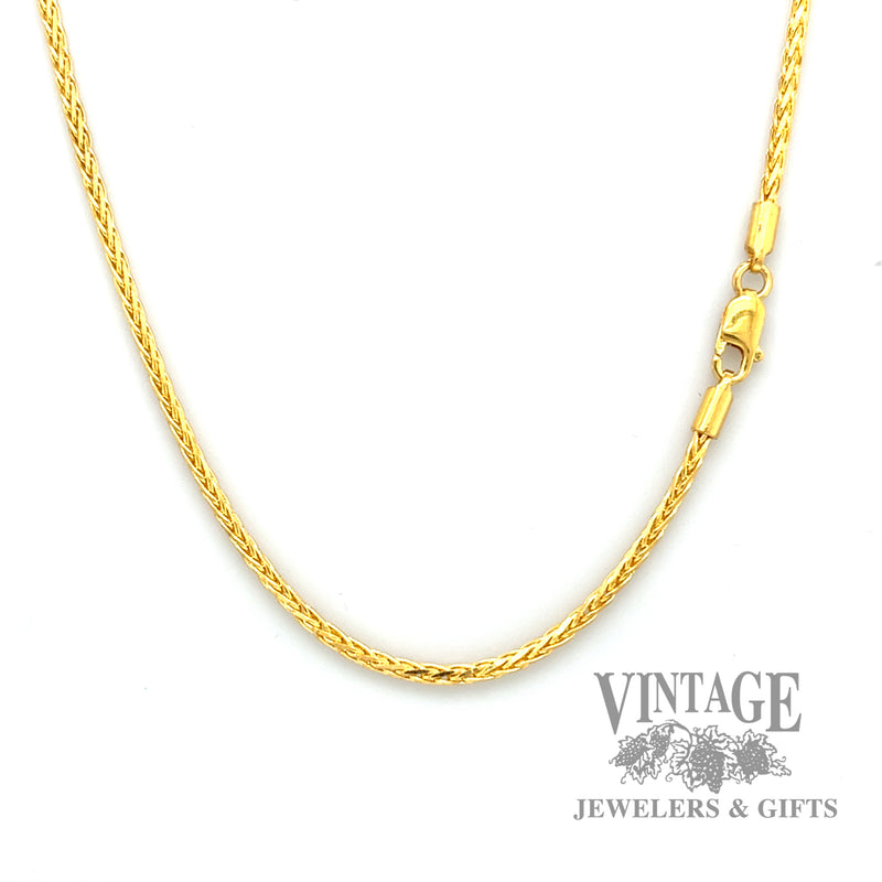 18" 2.0 mm 22k gold wheat chain necklace