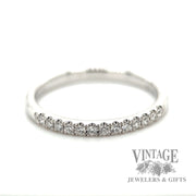 Diamond line 14k white gold ring macro