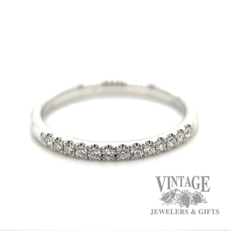 Diamond line 14k white gold ring macro