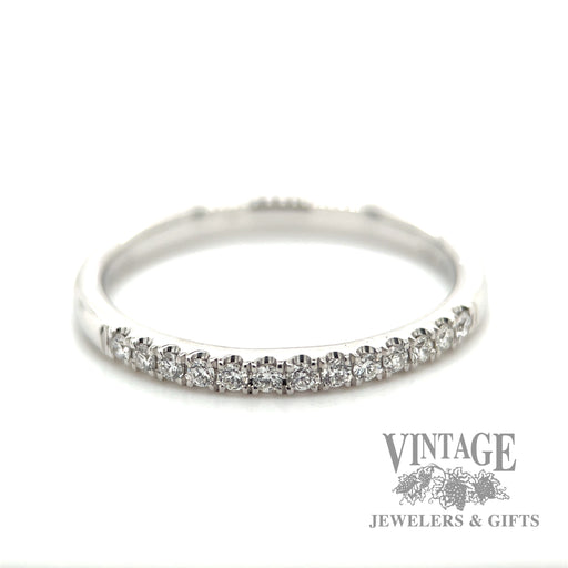 Diamond line 14k white gold ring macro