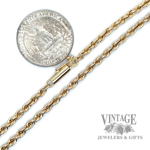 22" 3.0mm 14k solid gold rope chain necklace scale