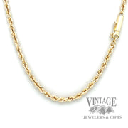 22" 3.0mm 14k solid gold rope chain necklace