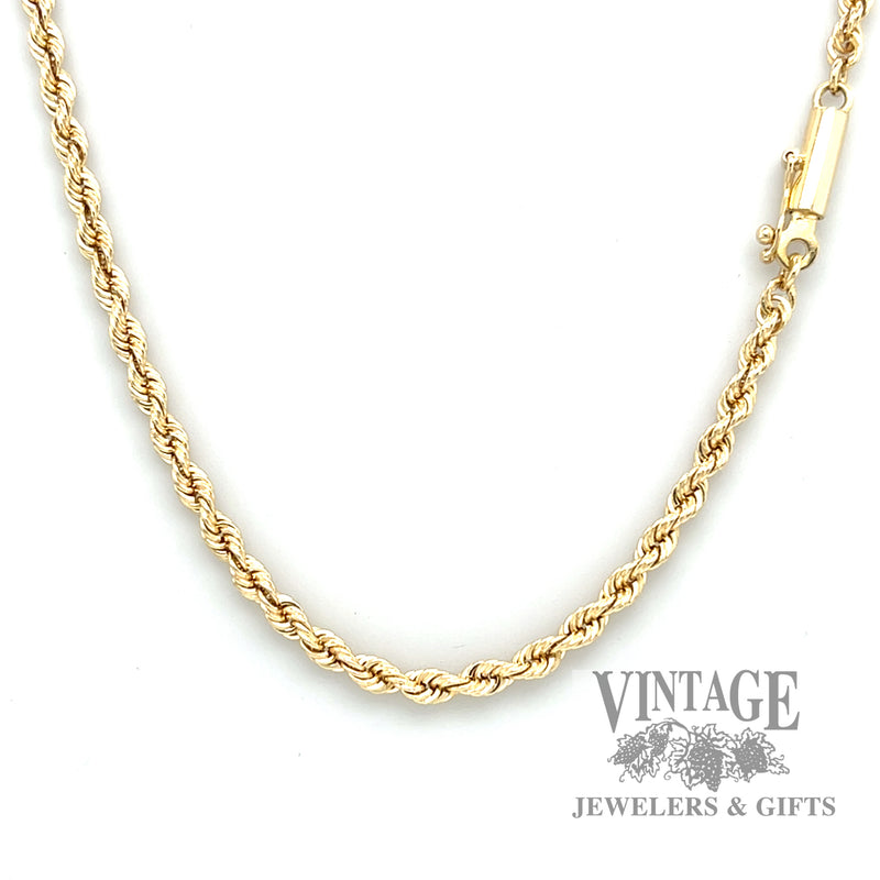 22" 3.0mm 14k solid gold rope chain necklace