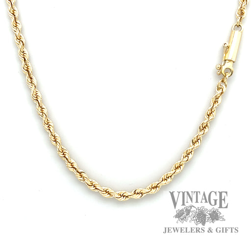 22" 3.0mm 14k solid gold rope chain necklace