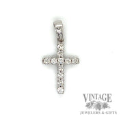 Cross with Natural Round Cut Diamond 14k white gold Pendant  solo