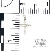 Cross with Natural Round Cut Diamond 14k white gold Pendant  scale