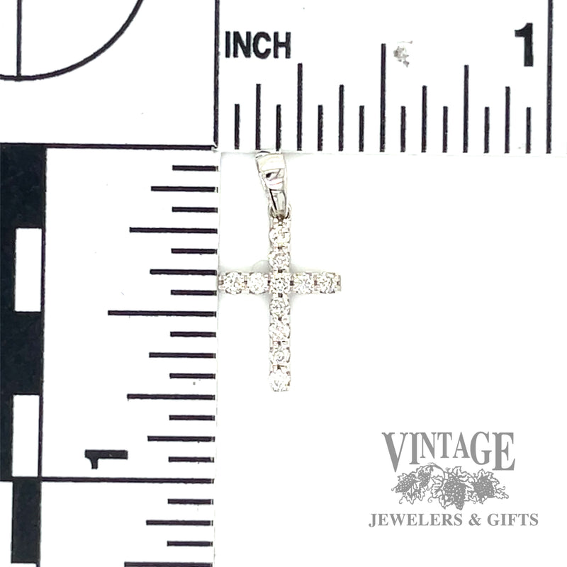 Cross with Natural Round Cut Diamond 14k white gold Pendant  scale