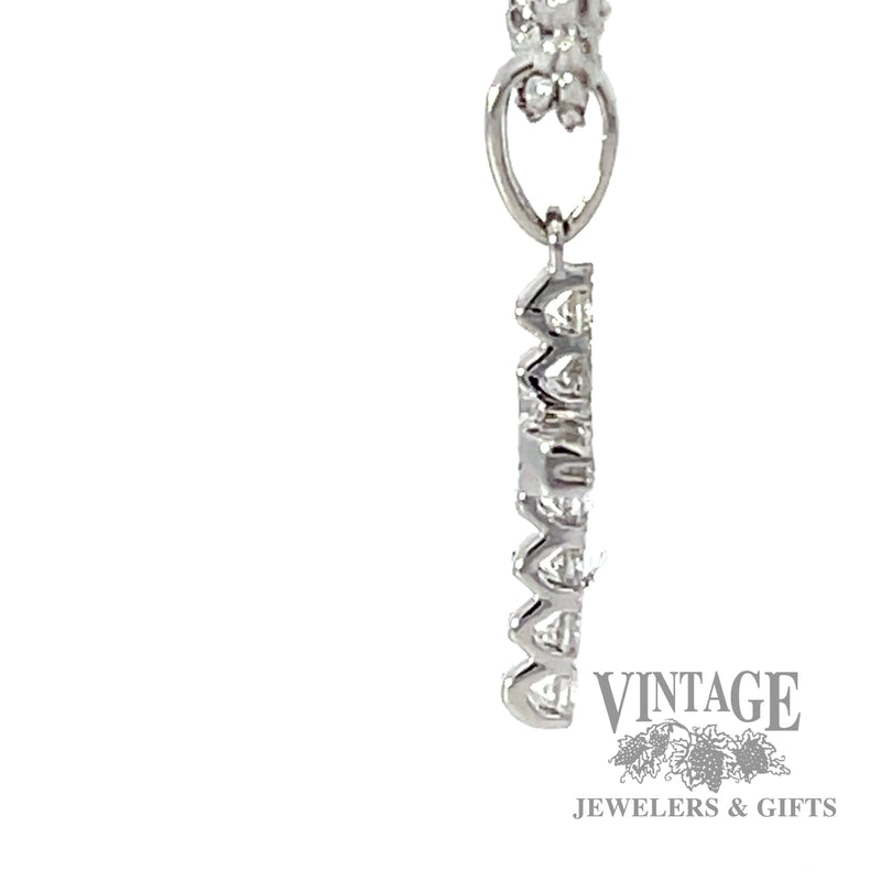 Cross with Natural Round Cut Diamond 14k white gold Pendant side