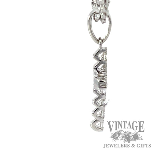 Cross with Natural Round Cut Diamond 14k white gold Pendant side