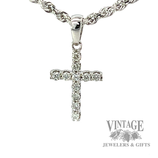Cross with Natural Round Cut Diamond 14k white gold Pendant 