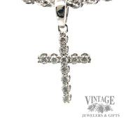 Cross with Natural Round Cut Diamond 14k white gold Pendant  macro