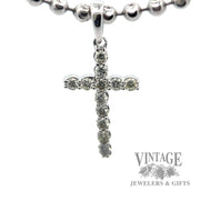 Cross with Natural Round Cut Diamond 14k white gold Pendant macro