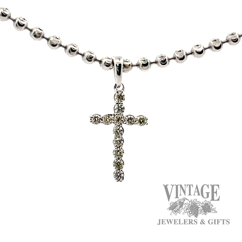 Cross with Natural Round Cut Diamond 14k white gold Pendant