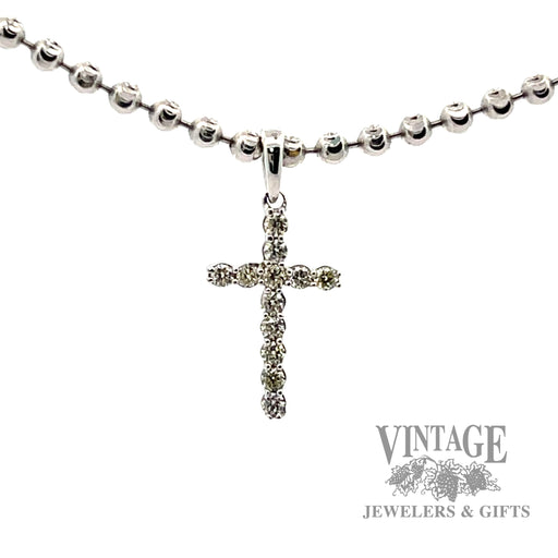 Cross with Natural Round Cut Diamond 14k white gold Pendant