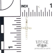 Cross with Natural Round Cut Diamond 14k white gold Pendant scale