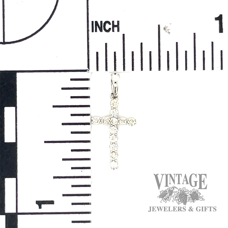 Cross with Natural Round Cut Diamond 14k white gold Pendant scale