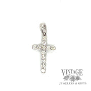 Cross with Natural Round Cut Diamond 14k white gold Pendant 