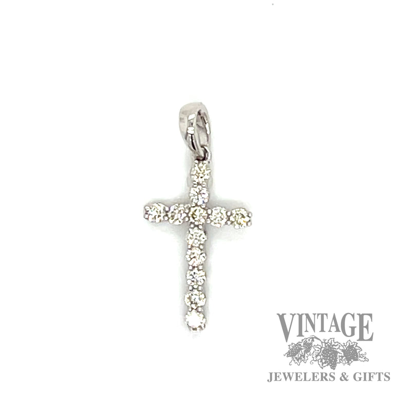 Cross with Natural Round Cut Diamond 14k white gold Pendant 
