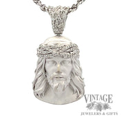 Jesus Head with Pave Set Natural Round Cut Diamond 18 white gold pendant 