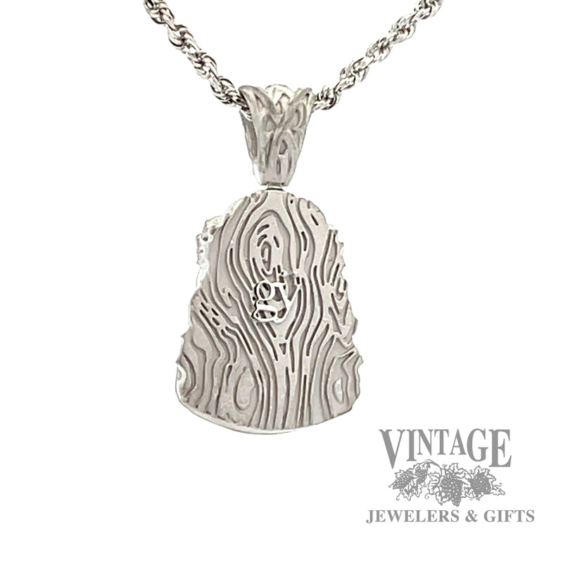 Jesus Head with Pave Set Natural Round Cut Diamond 18 white gold pendant back