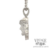 Jesus Head with Pave Set Natural Round Cut Diamond 18 white gold pendant left