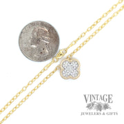 Clover Shaped Pendant with 18" Beaded Cable 14k gold necklace .32 Carats scale