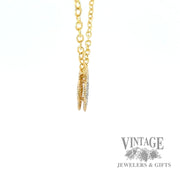 Clover Shaped Pendant with 18" Beaded Cable 14k gold necklace .32 Carats side