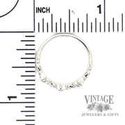 Ruby and Diamond Station 14k White Gold Ring scale