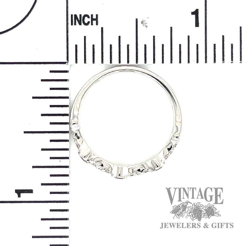 Ruby and Diamond Station 14k White Gold Ring scale