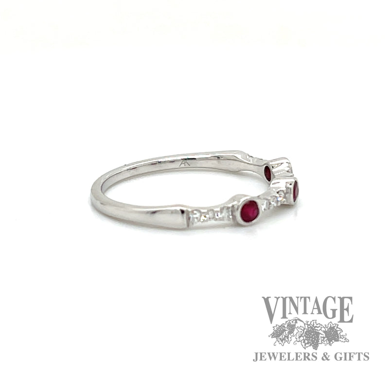 Ruby and Diamond Station 14k White Gold Ring right
