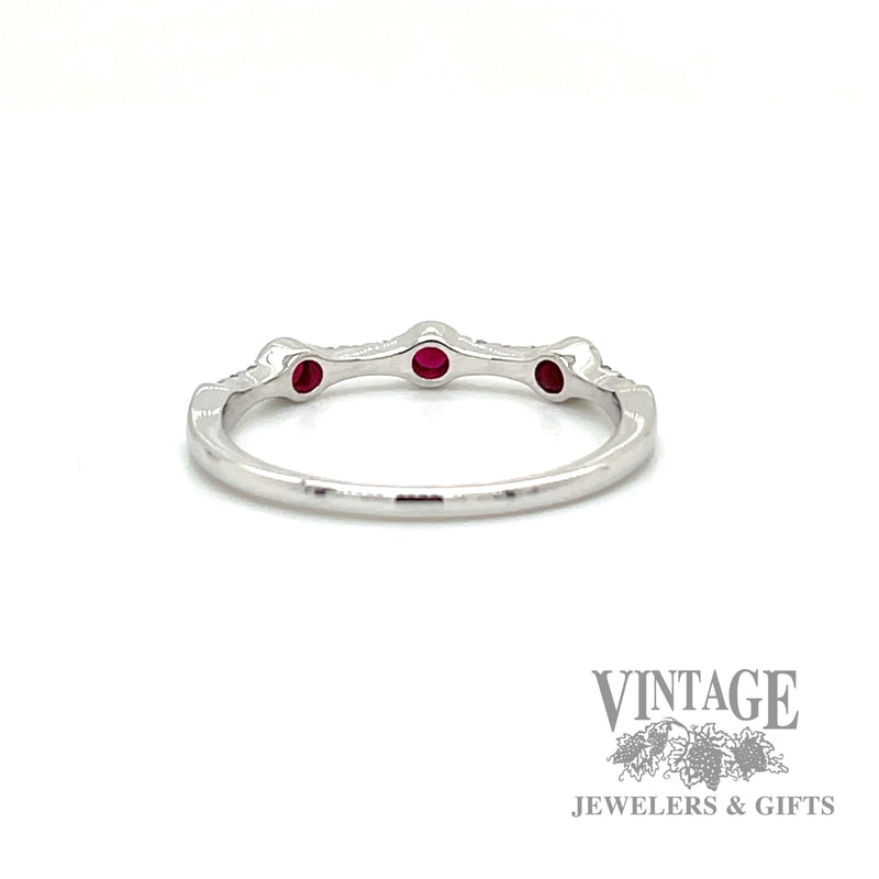 Ruby and Diamond Station 14k White Gold Ring back