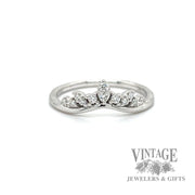 Chevron Diamond accented 14k White Gold ring front