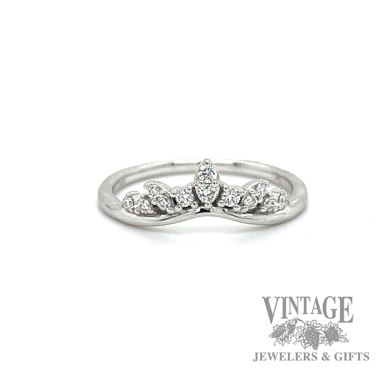 Chevron Diamond accented 14k White Gold ring front