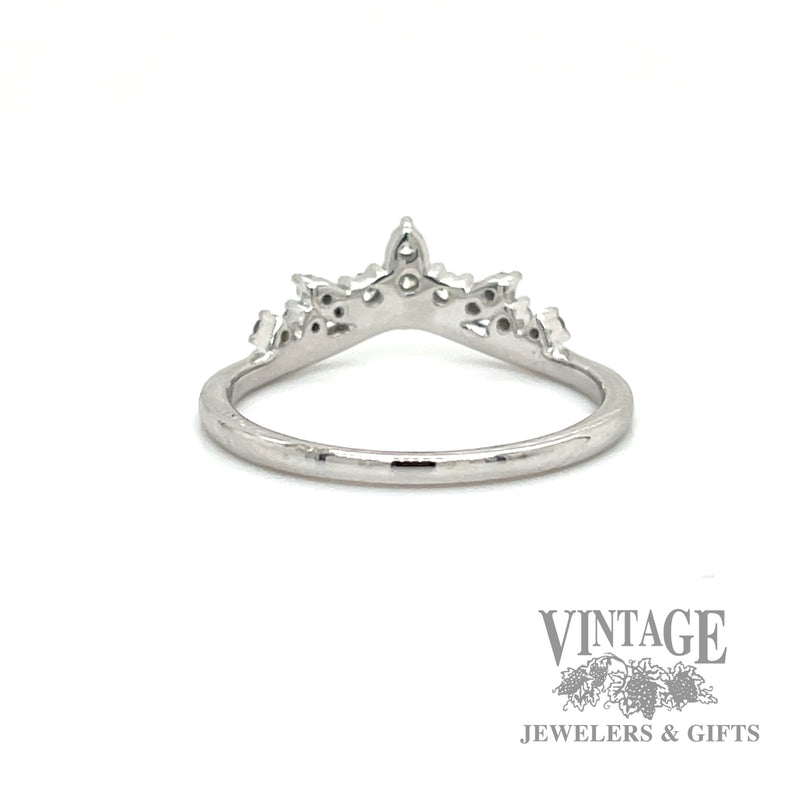 Chevron Diamond accented 14k White Gold ring back