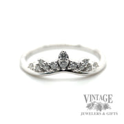 Chevron Diamond accented 14k White Gold ring macro