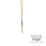 Dual Crescent Shaped two toned 14k gold Pendant with 18" Cable link necklace .14 Carats side