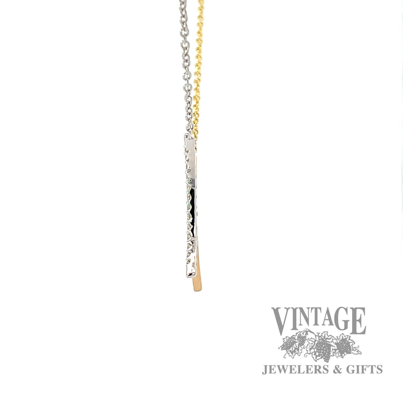 Dual Crescent Shaped two toned 14k gold Pendant with 18" Cable link necklace .14 Carats side