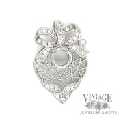 Heart and Ribbon Natural Diamond Platinum Pendant Setting