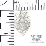 Heart and Ribbon Natural Diamond Platinum Pendant Setting scale