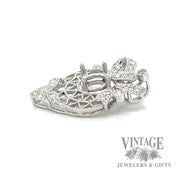 Heart and Ribbon Natural Diamond Platinum Pendant Setting side