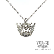 Victorina Crown Pendant 18" Cable Link Natural Diamond Necklace